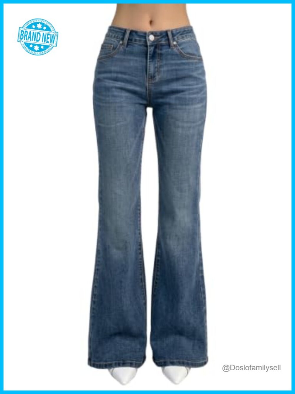 Women's Flare Bell Bottom Jeans Wide Leg Stretchy Denim Pants
